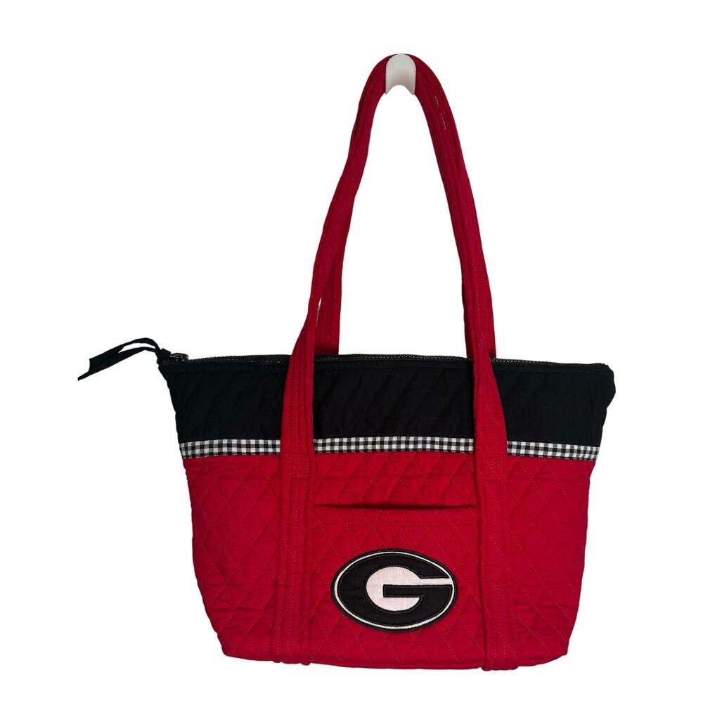 Georgia Bulldogs Red and Black Handbag Zippered Top Shoulder Bag